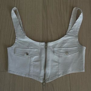 WeWoreWhat Denim Corset Top